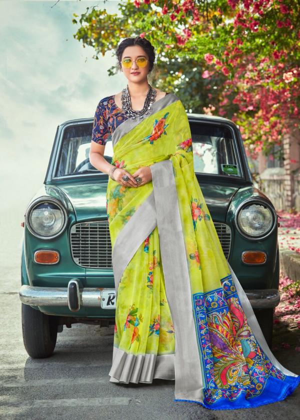 Sc White Lion Soft Organza Printed Saree Collection